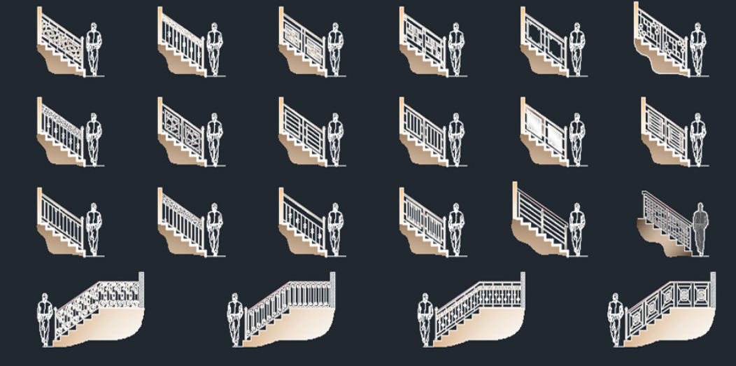 دانلود بلوک اتوکد هندریل DWG | Handrails CAD Blocks DWG Download